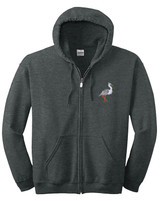 Heron Full Zip Hooded Sweatshirt Personalized  - Embroidered Left Chest
