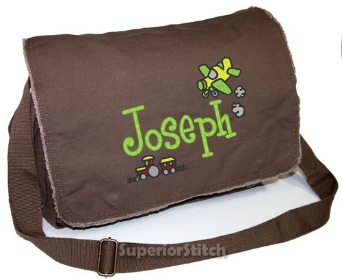 Personalized SMALL PLANE Diaper Bag
Font shown on bag is BOYZ