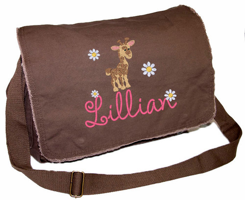 Personalized Giraffe Diaper Bag
Font shown on diaper bag is AMELIE