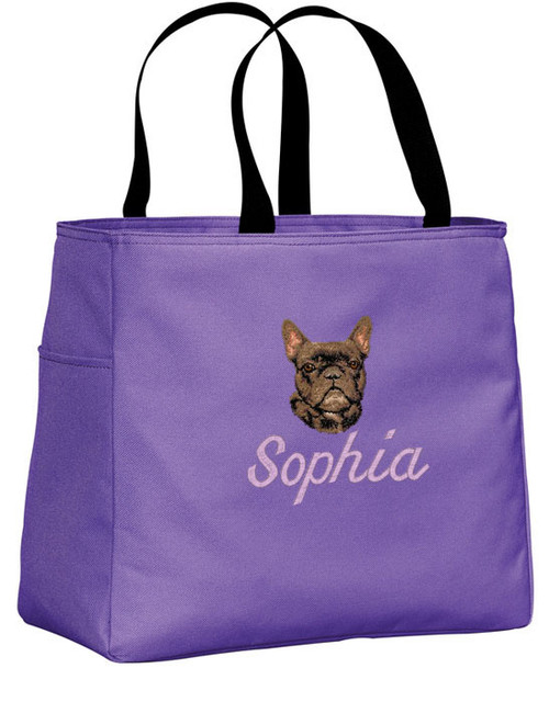 French Bulldog Tote
Font shown on bag is CIN ITALIC