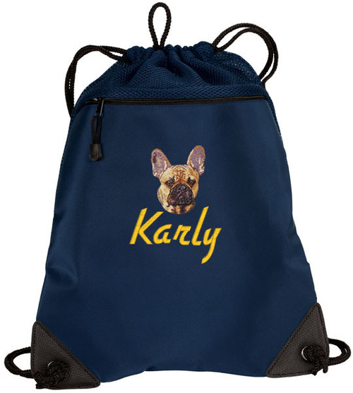 French Bulldog Cinch Bag
Font shown on bag is DRIVE IN