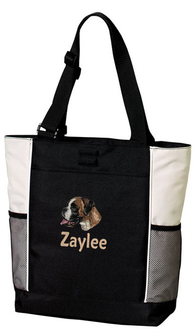 Boxer Tote
Font shown on bag is ELIZABETH BLOCK