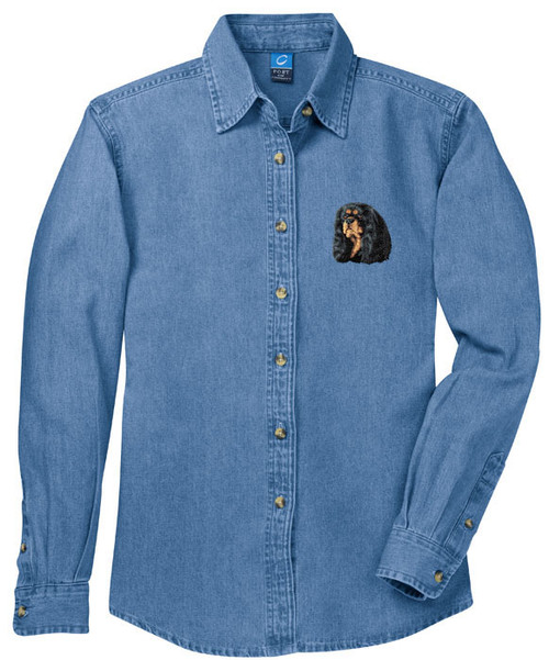 Cavalier King Charles Spaniel Ladies Denim Shirt