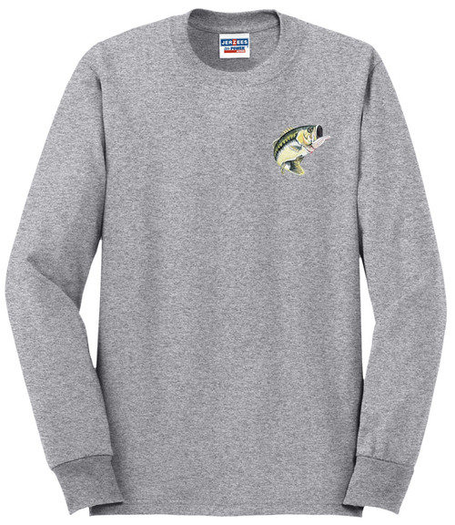 Bass Fishing Embroidered Long Sleeve T-Shirt