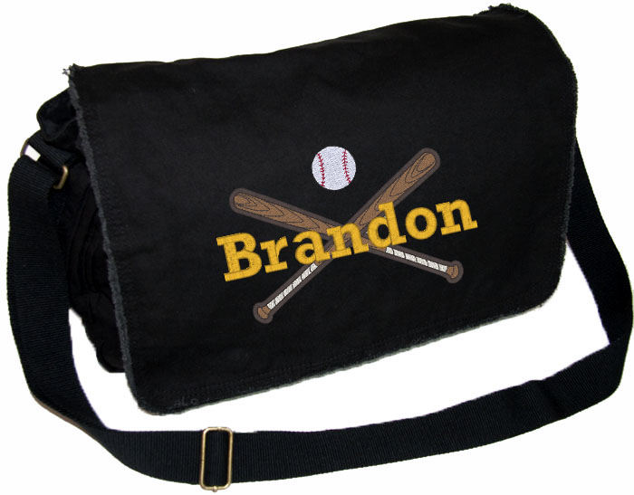 Personalized baseball bats diaper bag