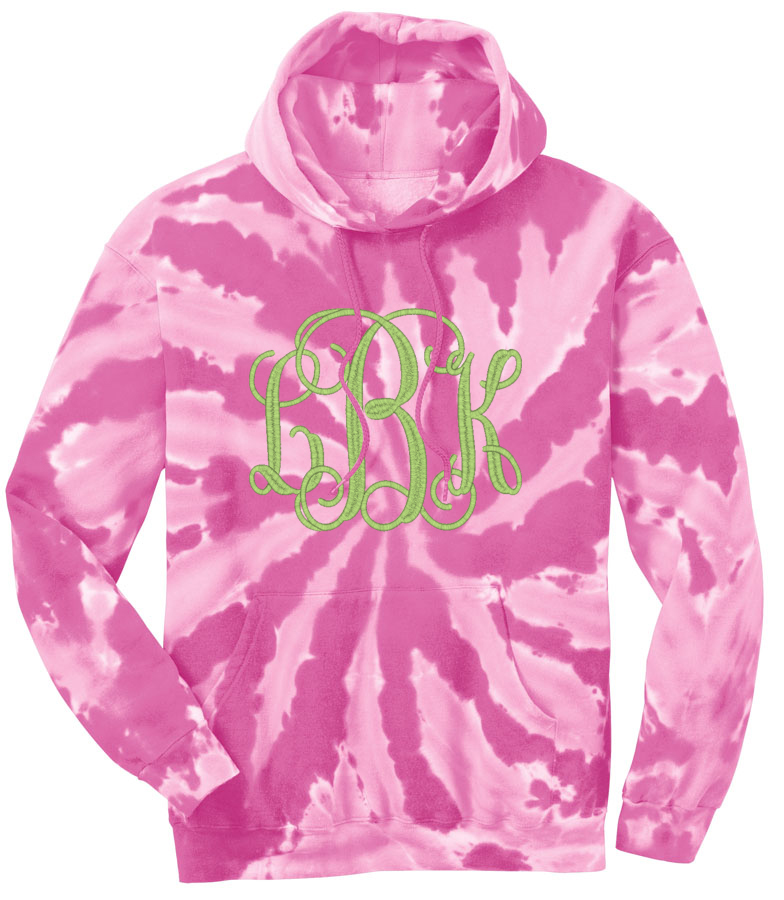 tie dye sweatshirt with name embroidered