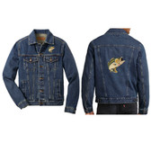 Bass Fishing Denim Jacket Front Left Chest & Back