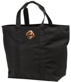 Embroidered poodle tote bag