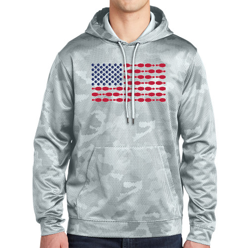 Patriotic Pins & Balls - Blue & Red Logo - Camo Hoodies