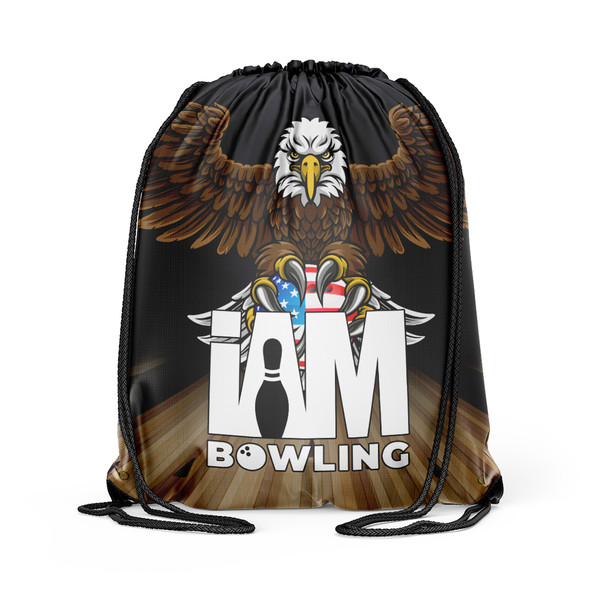 Patriotic Bowling Eagle Drawstring Backpack