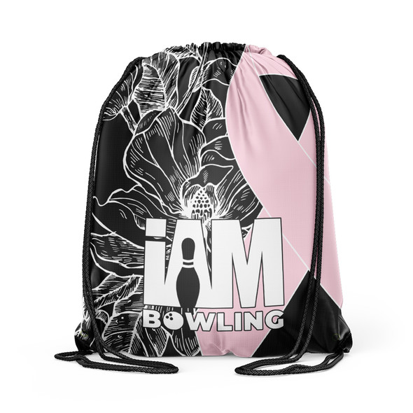 Black Floral Ribbon Drawstring Backpack