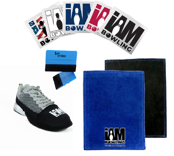I AM Bowling™ Logo 3D UV Decal Pack,  Shoe Slider, & Shammy Bundle