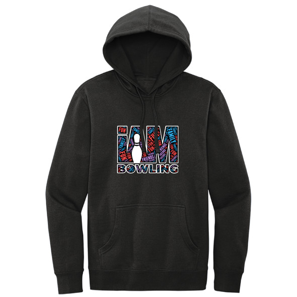 I AM Bowling - Dark Word Cloud Logo - Hoodies