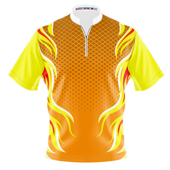Build Your Own Orange & Yellow Retro Flames Bowling Jersey