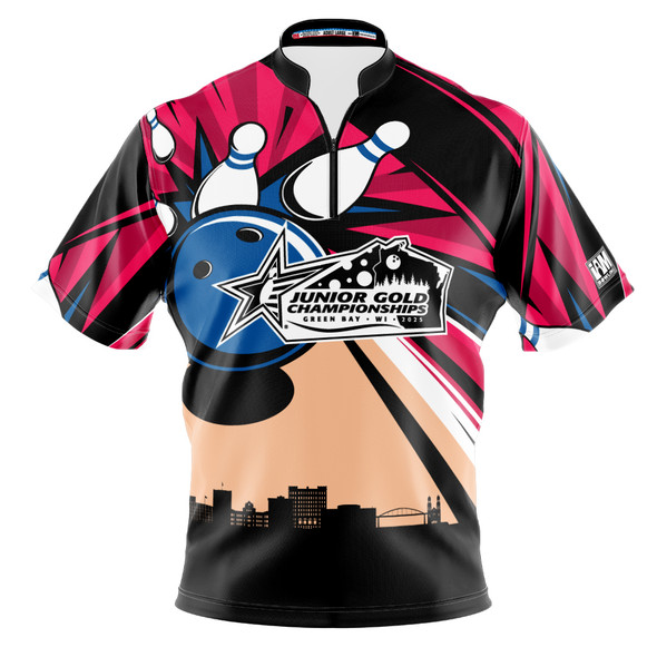 Official Junior Gold 2025 Red Strike Over the Bay Bowling Jersey