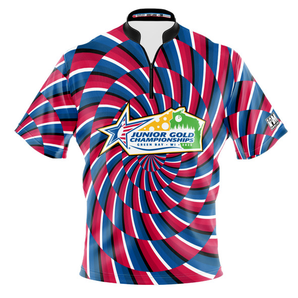Official Junior Gold 2025 Blue & Red Optical Abyss Bowling Jersey