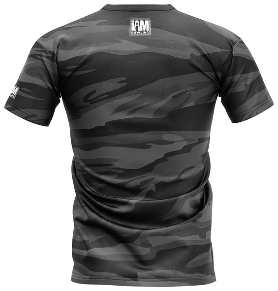 READY-2-SHIP I AM Bowling™ Left Chest Black Stripe Camo Bowling Jersey with Crewneck Collar