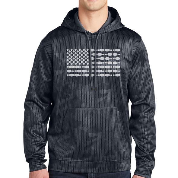White Patriotic Pins & Balls Camo Hoodie