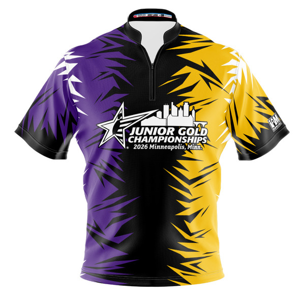 2026 Jr Gold Championship Purple Yellow Fracture Bowling Jersey