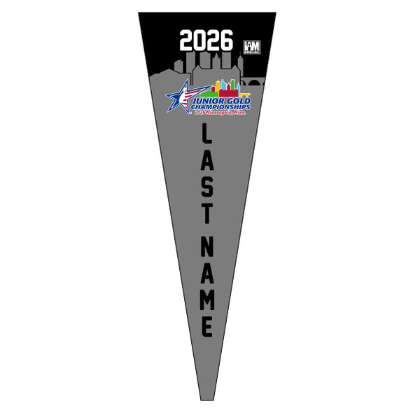 2026 Junior Gold Championships Gray Pennant with Name
