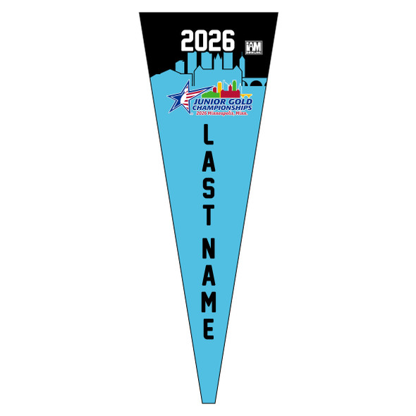 2026 Junior Gold Championships Light Blue Pennant with Name