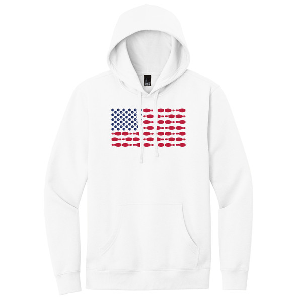 I AM Bowling™ Blue & Red Pins & Balls Flag Hoodie