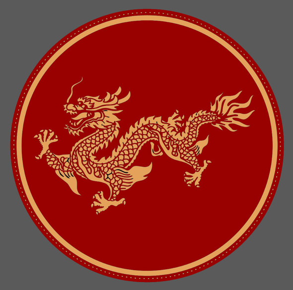 Red & Gold Chinese Dragon Rubber Backed Shammy