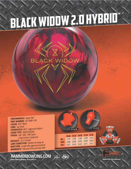 Hammer Black Widow 2.0 Hybrid Bowling Ball