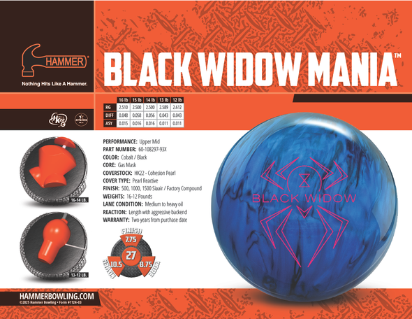 Hammer Black Widow Mania Bowling Ball