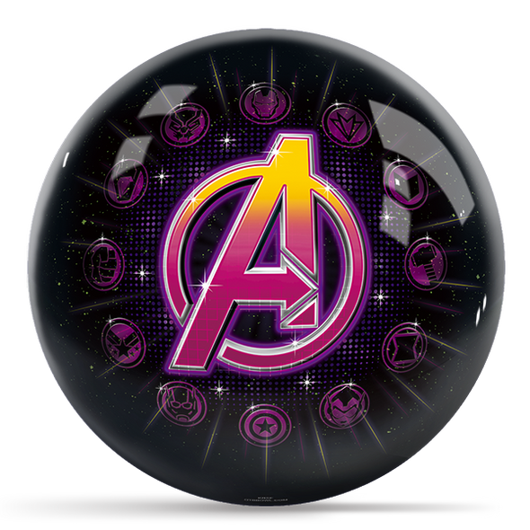 OTB Marvel Avengers Logo Character Icons Bowling Ball
