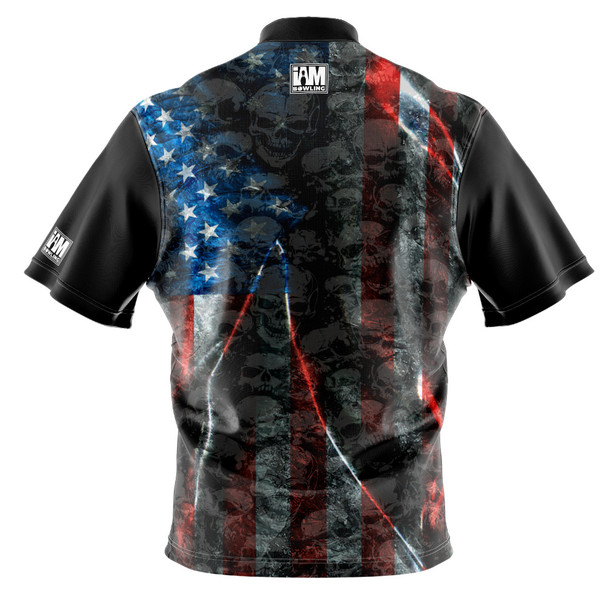 READY-2-SHIP I AM Bowling™ Left Chest Old Glory Skulls Bowling Jersey