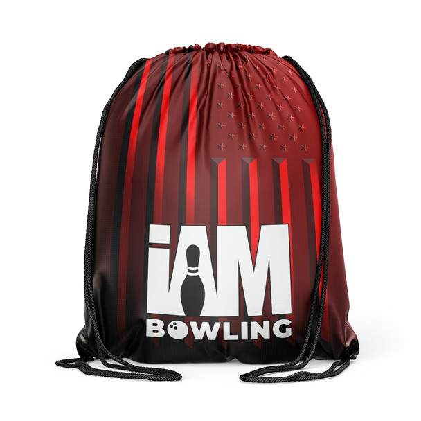 Red American Flag Drawstring Backpack