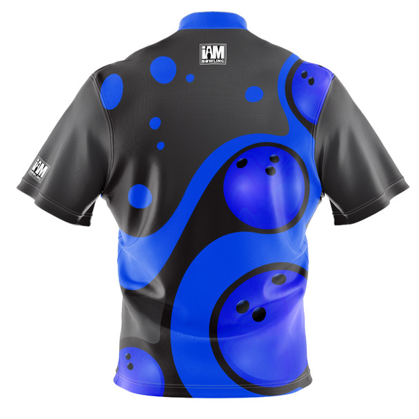 Signature Blue Retro Bowling Balls Bowling Jersey