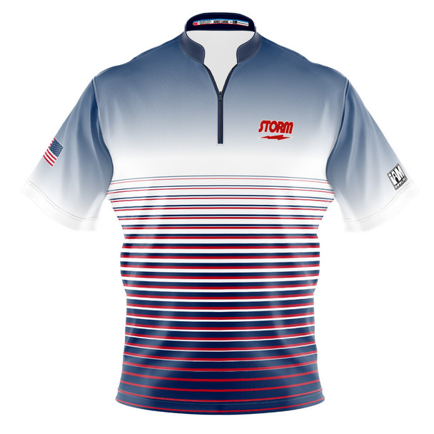Signature Storm USA Blue Fade Sleek Striping Bowling Jersey