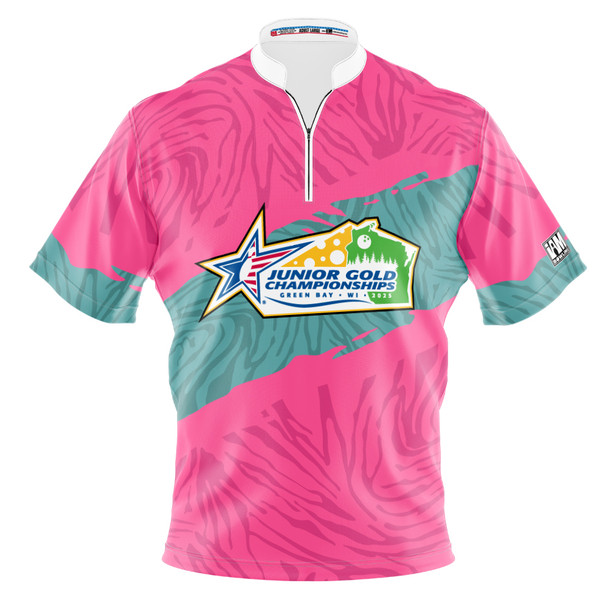 Official Junior  Gold 2025 Green & Pink Bowler's Imprint Bowling Jersey