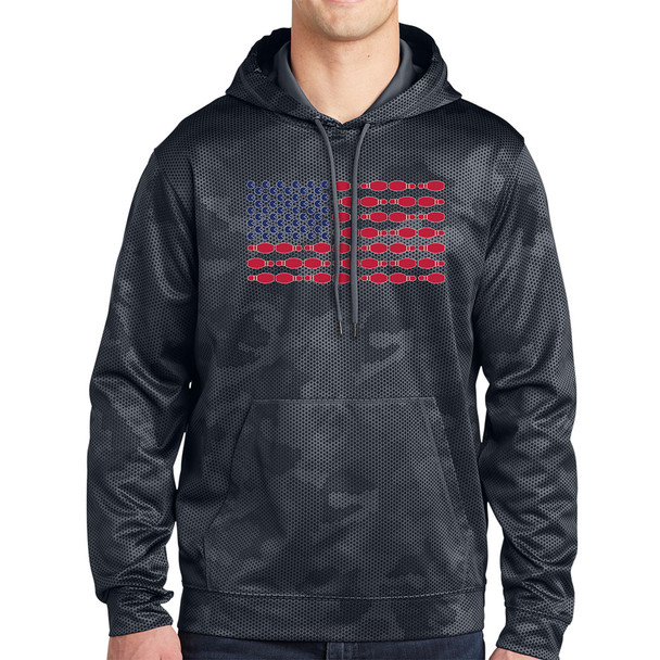 Blue & Red Patriotic Pins & Balls Camo Hoodie