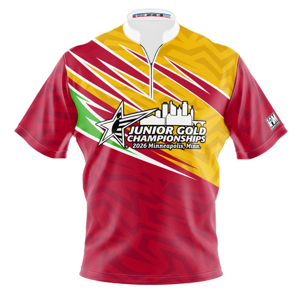 2026 Junior Gold Championships Tribal Red Yellow Bowling Jersey