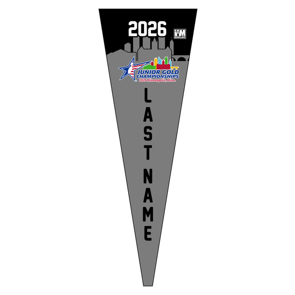 2026 Junior Gold Championships Gray Pennant with Name
