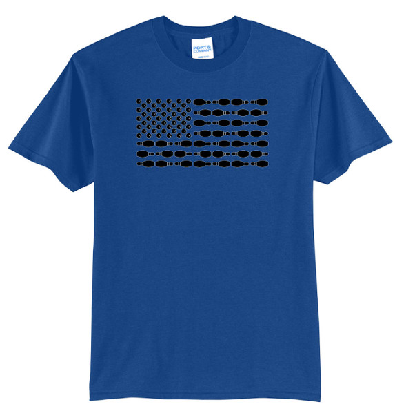 I AM Bowling™ Black Pins & Balls Flag Tee