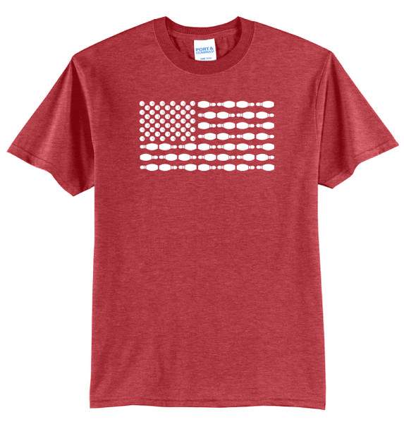 I AM Bowling™ White Pins & Balls Flag Tee