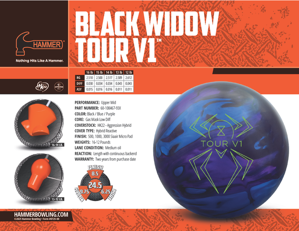Hammer Black Widow Tour V1 Bowling Ball