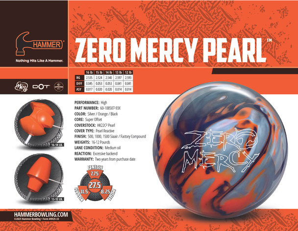 Hammer Zero Mercy Pearl Bowling Ball