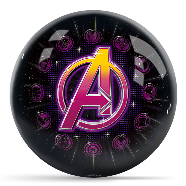 OTB Marvel Avengers Logo Character Icons Bowling Ball
