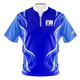 Express Blue & Red Retro Flames Bowling Jersey