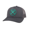 Hooey O-Classic Mesh Back Snapback Grey and Turquoise Trucker Patch Cap Hats - 2109T-GY