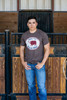 Lazy J Men's Ranch Wear Original Patch Short Sleeve T-Shirt Tee - Heather Brown -  HBRNRWB