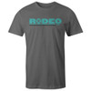 Hooey "RODEO" Grey T-Shirt W/Turquoise & Black Logo Short Sleeve T-Shirt Tee - Ht1532gy