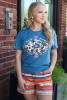 Rowdy Crowd Women's Austin Aztec Short Sleeve T-Shirt Tee - RAUS-NVY