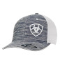 Ariat Heather Grey & White Logo Embroidered Mesh Back Snapback Ball Patch Cap Hats - 1504905