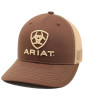 Ariat Men's Logo Patch Brown Mesh Back Snapback Cap Hats - A300003102